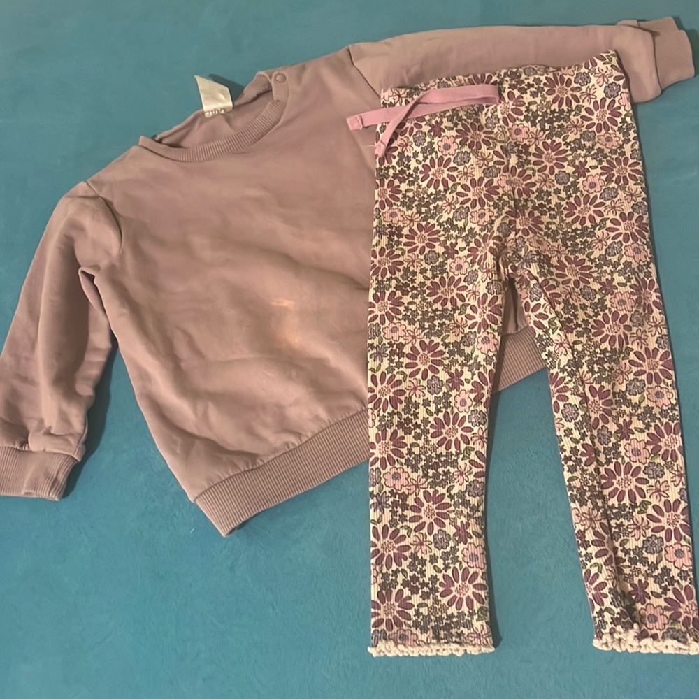 Zara/ H&M purple sweatshirt and floral pants